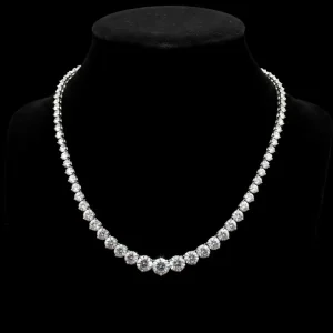 Bridal Wedding V Shape Necklace IGI Certified Brilliant Cut Lab Grown Diamond 14K Solid Gold Heart Center Gradient Tennis Choker