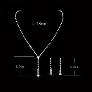 Bridal Zircon Jewelry Set Silver Fashion Jewelry Sets Stud Diamond Earrings Necklace Jewelry Set for Woman
