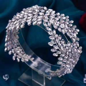 Bride Engagement Wedding Headband with Crystal and Glitter Elegant Silver Plated Alloy Women’s Hair Jewelry Accessory
