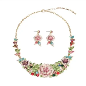 Bride Exaggerated Necklace Flower Diamond Alloy Jewelry Set
