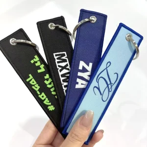 Bright Colorful Custom Flight Tag With Key Ring for Event Gift Personalized Custom Logo Fashion Popular Woven Key Tag