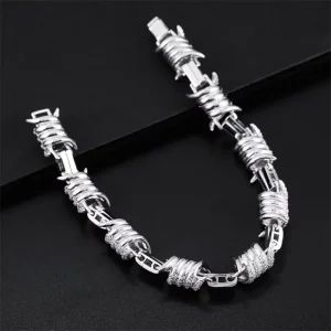 Brilliant Dazzling Moissanite Fine Jewelry Stylish 925 Sterling Silver 12.3mm Thron Cuban Chain Necklace