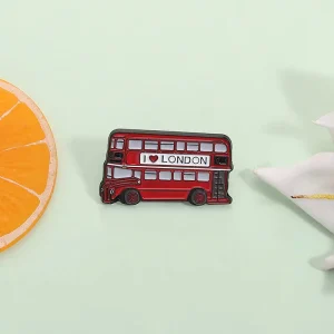British Style Red Double Decker Bus Brooch London Element Personalized Badge Fashionable Outfit Small Accessories Badge Brooch