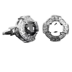 British style Round Unisex Zircon Cuffs Crystal Cufflinks for Wedding & Anniversary Fashionable High end French Shirts