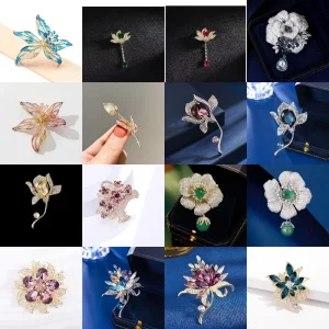 Brooches Elegant Design Flower Shape Inlaid Multi Color Zircon Fashion Women Brooches
