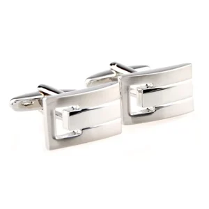 Brushed Silver Elegant Cufflinks Custom Men’s Suit Shirt Fashion Accessory Wedding Tuxedo Trendy Jewelry Gift Set
