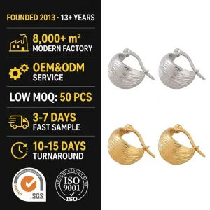Brushed Stainless Steel Hoop Earrings Vintage Butterfly Design 18K Gold Plated Wedding Unisex