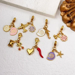 Build Your Own Charm for Trendy Accessories Cherry Shoelace Charms Waterproof Gold Stainless Steel Charms for Women