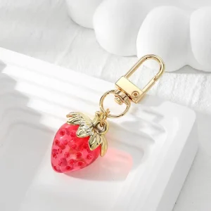 Bulk Adorable Strawberry Heart Keychains Stylish Creative Charms Key Chains for Girls’ Bags Fashion Accessories