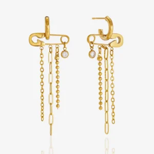 Bulk Bead & Paperclip Link Tassel Safety Pin Drop Earrings Waterproof Minimalist Daily & Concert Occasion Fashion Jewelry