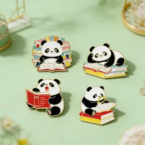 Bulk Metal Pin Enamel Pin Custom Hats Pin in Stock Cute Study Panda Lapel Badge Brooch Animal Panda Metal Pins Crafts