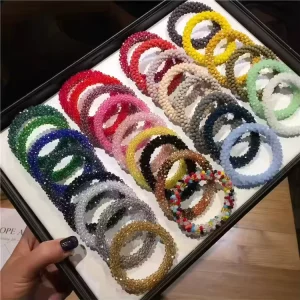 Bulk Rhinestone Crystal Hair Tie Glitter Elastic Hair Band & Braids Beaded Bracelets Type Direct From Manufacturers