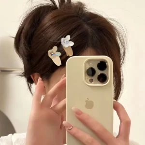 Bunny Acetate Hair Clip with Rhinestones Duckbill Clip for Side Bangs Unique Broken Hair Grip Elegant
