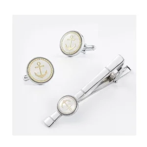 Business Men Shirt Decorative Cufflinks And Tie Clip Set Engraved Custom Group Company Logo Suit Jacket Luxury Set Cufflink