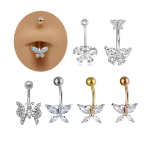Butterfly Belly Piercing Trendy Design Navel Rings Surgical Steel Fashion Body Jewelry for Women