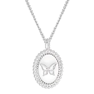 Butterfly Engraved Pendant Necklace for Women 925 Sterling Silver Fashion Chain Animal Jewelry Designer Custom Jewelry
