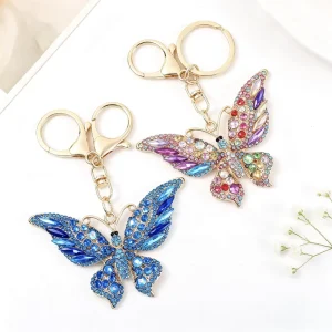 Butterfly Keychain Bulk Rhinestone Insect Pendant Bag Charm Gift for Women
