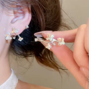 Butterfly Light Luxury Korean Sweet Women Statement Stud Earring Crystal Zircon Butterfly Stud Earring Jewelry