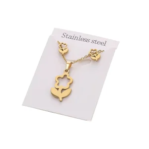 Butterfly Stud Necklace and Earrings Set Zinc Alloy Gold Plated Women’s Jewelry for Wedding Engagement Anniversary Party