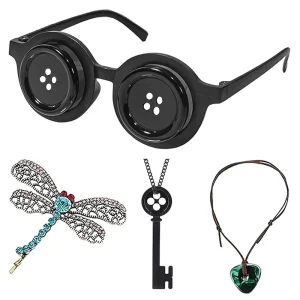 Button Eyes Glasses Halloween Costume Merchandise Cosplay Accessories Necklace Plastic Hair Clip for Women Unisex Fans
