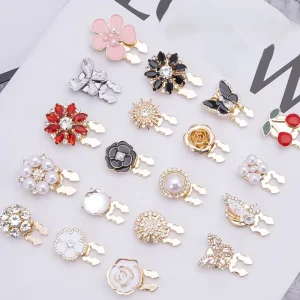 Button Factory Directly Fashion Flower Rectangle Star Heart Zinc Alloy Rhinestone Cover Logo Brand OEM ODM Custom