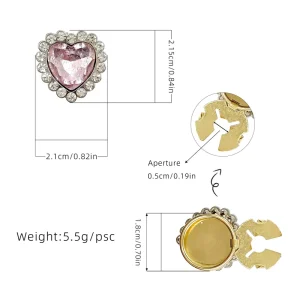 Button Fashion Shirt Heart Metal Button Cover Logo Brand OEM ODM Custom Decorative Cuff Button Cover for Wome Clothes