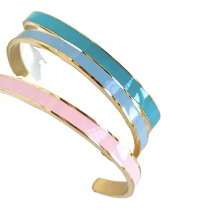 C-Shaped Open Bangle Bracelet for Women Round Enamel Color Essential Oil Fashion Charm Jewelry