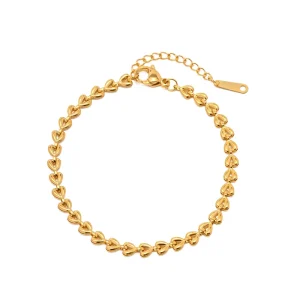 C1 112 18K Gold Plated Heart Shape Stainless Steel Bracelet Charm for Women and Girls