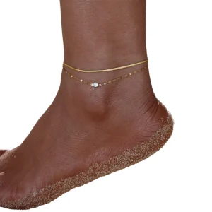 C1 121 Stainless Steel Clover Double Chain Cute High Quality Fashion Jewelry Anklets