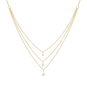 CANNER Gold Fashion Three Stacked Necklaces Zircon Daily Wear Water Drop Necklace for Girls