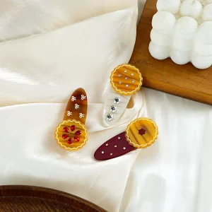 CANYUAN CE 6.2CM Brown Cute Rhinestone Acetate Hair Clip with Hair Clip Adorable Rhinestone Flower Hair Accessory Sweet Clip