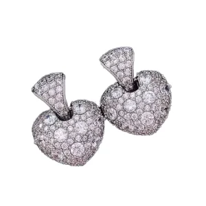 CAOSHI Trendy Heart Design Sparkling Zircon Brass Silver Plated Pendant Earrings Wedding Fashion Jewelry for Women