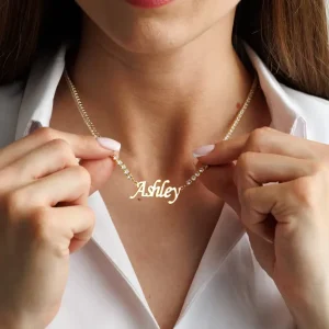 CE Certification Fashion Party Jewelry Zirconia Chain Stainless Steel Customized Name Necklace