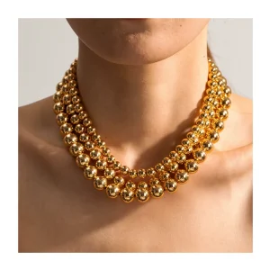 CELES Tarnish Free Chunky Stainless Steel 18K Gold Plated Classic Link Women Fashion Jewelry Anniversary Necklaces