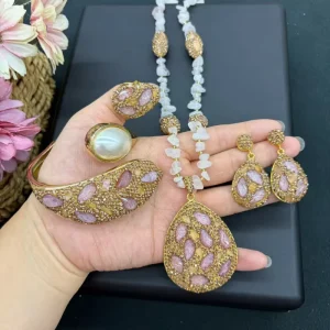 CH HDN2037 Trendy Crystal Stone Color Necklace Druzy Pearl Crystal Stone Jewelry Crystal Bracelet Necklace Earring Ring Jewelry