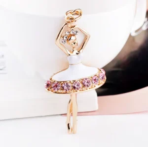 CH1163 Fashion Dancing Girl Key Chains Alloy Rhinestones Key Chain Women’s Handbag Accessories