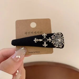 C&J YANYE Black Cross Rhinestone Pearl Heart Letter Alligator BB Clip Hair Accessories Hairpin Hair Clip for Women