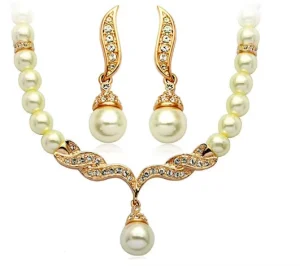 CJ9086 Fashion Pearls Jewelry Set Women Pearl Necklace and Earrings Set