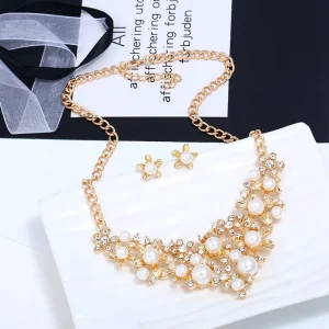 CJ9173 Fashion Pearls Jewelry Set Women Pearl Necklace And Earrings Set