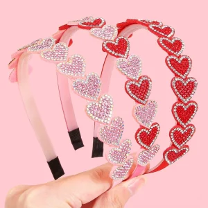CLARMER Fashion Festival Rhinestone Hairband Women’s Party Hair Accessories Crystal Pink Red Heart Headband