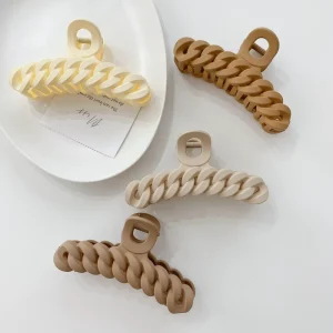 CLARMER New Hair Accessories Promotion Hair Clips Solid Color Matte Plastic Large Chain Link Hair Claw