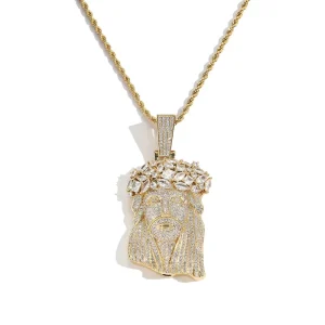 CN435 Brass Jesus Men’s Necklace Copper Inlaid Zircon Domineering Human Face Pendant Fashion Pendant Necklaces