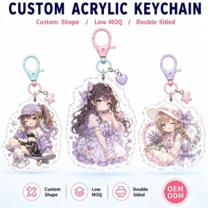 CNAWO Clear Acrylic Keychain Custom Printed Acrylic Charms Bulk Order UV Print Factory Supply