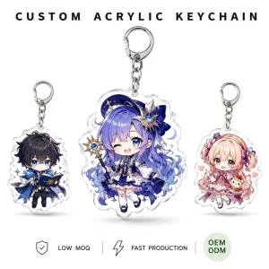 CNAWO Custom Clear Acrylic Keychain UV Printed Acrylic Charms Low MOQ For Artist Alley Orders