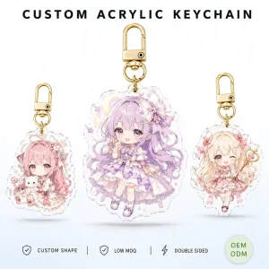 CNAWO Custom Clear Acrylic Keychain UV Printed Acrylic Charms Low MOQ for Festival Gift Supply