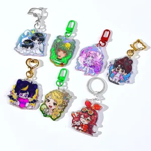 CNAWO Customized Anime Cartoon Keychain Charms Holographic Hologram Accessory in Clear Acrylic with UV Printing