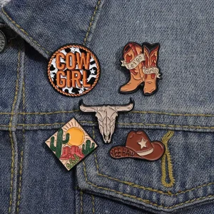 COW GIRL Enamel Pins Custom Cool Girl Let Go Brooches Lapel Badges Punk Gothic Jewelry Gift for Friends