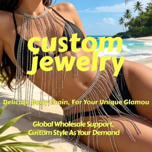 CX Custom OEM ODM Rhinestone Bikini Body Waist Chain Stainless Steel Fashion Sexy Women Summer Beach Tassel Belly Chain Jewelry