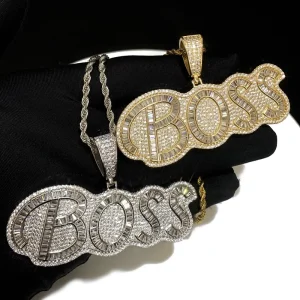 CZ Letter Pendant Necklace Ready Stock Hip Hop Jewelry for Men Women