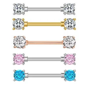 CZ Nipple Barbell Ring Set 5Pairs Stainless Steel Fashion Body Piercing Jewelry Zircon for Women Men Wedding Party Gift